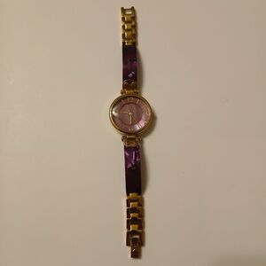 Anne Klein Women's Elegant Purple/Gold Tone Analog WR 100ft Watch 10/9842